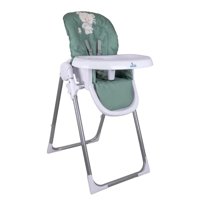 TORAL Trona Bebe Evolutiva - Plegable, Reclinable y Segura - Trona Bebe con Altura Ajustable - Bandeja Extraíble y Fácil de Limpiar - Trona Portatil Bebe Modelo Osito Color Verde - 1