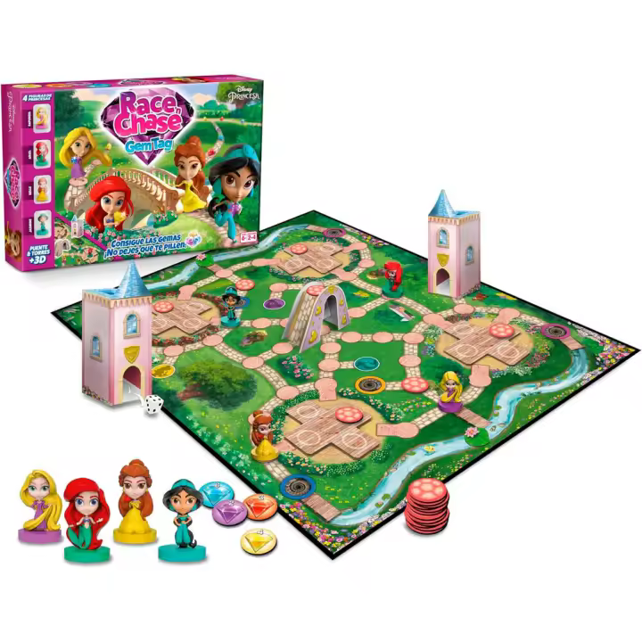 Juego de mesa Race Chase Princesas Disney, corre y compite junto a tus princesas Disney favoritas. Perfecto para niños y fanáticos de Disney. - 1