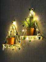 Estante Flotante De Madera Con Decoración De Hoja LED Para Decoración Del Habitáculo Estilo Bohemio Estante De Pared Para Sala De Estar - details 57