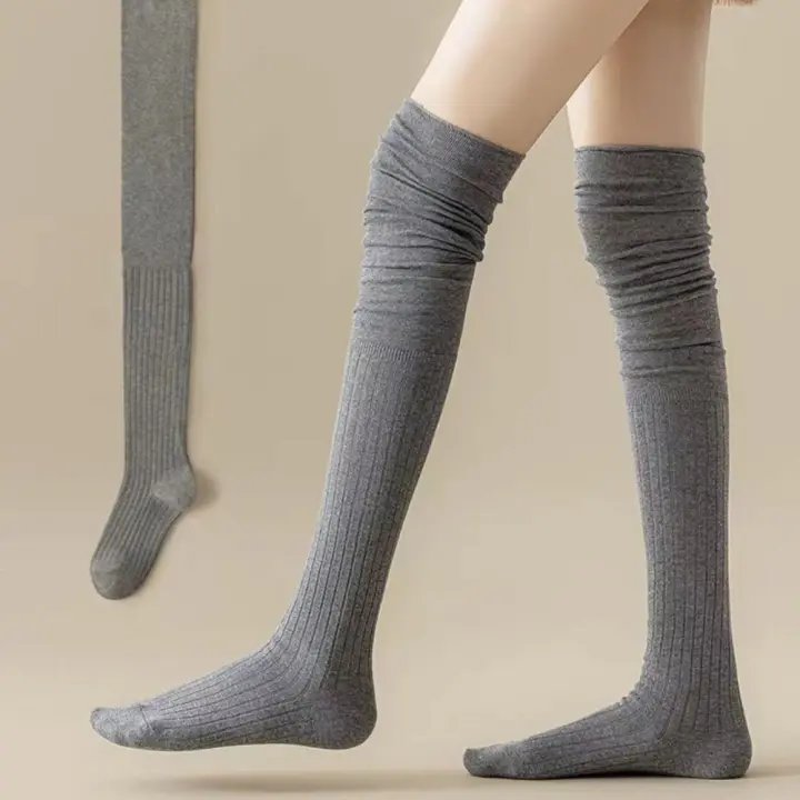 Nuevas Medias Largas De Pierna Para Mujer En Color Sólido Moda Casual Térmicas De Algodón Y Poliéster Medias Altas Tubo Leggings - 1