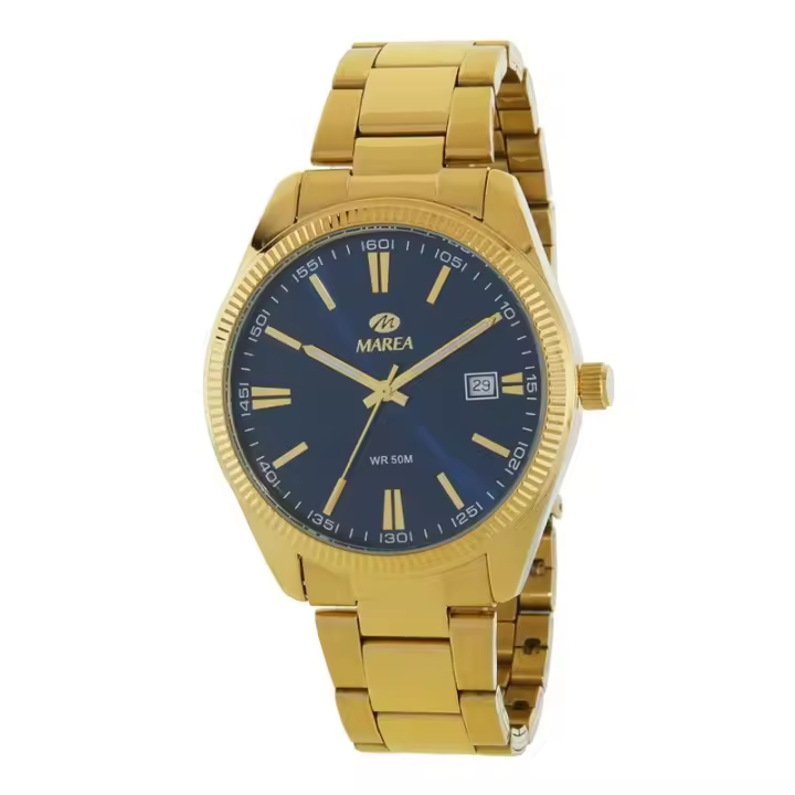 Reloj Marea Hombre B41376/6 - Mov. Japonés, 40mm, Metal Dorado, Azul - 1