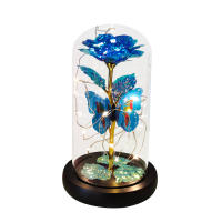 Lámpara De Rosas Artificiales Con LED Colores Y Mariposa En Vidrio Regalo Para Mujeres Luz De Galaxia Rosa Artificial Con Mariposa Y LED Colorido - details 2