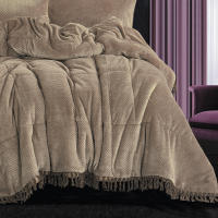 Vivid Torral - Edredón Borrego Flecos Piqué Beige Deluxe Tacto Terciopelo/Sedalina + Fundas De Cojines* - details 3
