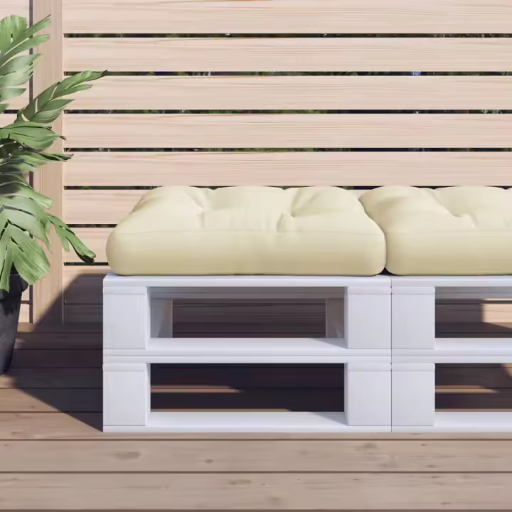 vidaXL Cojín para palés tela estampado de hojas 50x50x12 cm en color Diseño de hojas/Tuquesa/Crema y más | acolchados duraderos para sofás de jardín terraza exterior - 1