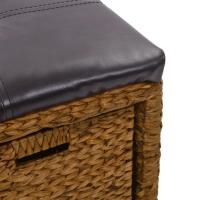 vidaXL Banco con 2 cestas hierba marina 71x40x42 cm marrón - details 5