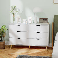 HOMCOM Cómoda con 6 Cajones Cajonera de Armario Mueble Organizador con Cajones para Cocina Dormitorio Salón Estudio Estilo Moderno Antivuelco 120x40x76 cm Blanco - details 1