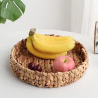 Cesta De Paja Tejida a Mano Para Frutas Té Aperitivos Pan Caja De Almacenamiento Redonda De Hyacinth De Bambú - details 1