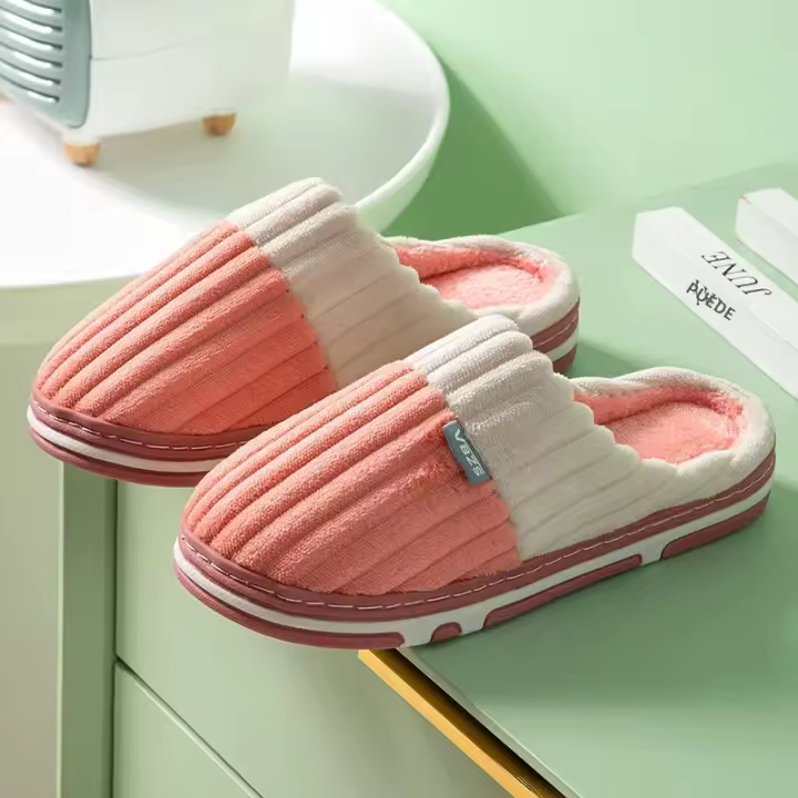 Zapatillas De Casa Para Hombres Y Mujeres Invierno Calientes De Peluche Y Algodón Con Tacón Alto Suela EVA Zapatos Unisex - 1