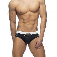 Bikini De Baño Para Hombre Con Rayas Lateral Push-Up Estilo Sexy Traje De Baño Corto De Surfeo Monocromo Material Poliéster Y Spandex - details 1