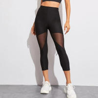 Pantalones De Yoga Para Mujer Transpirables De Malla En Verano Con Cintura Elástica Para Running Y Fitness Pantalones Deportivos De Longitud Media - details 3
