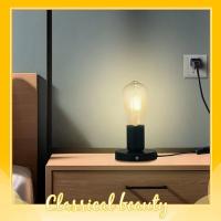 Soporte De Luz Metálico Para Bombilla E27 Con Interruptor Y Cuerda 2PCS Base De Mesa Negra Para Habitación Material Metal - details 0