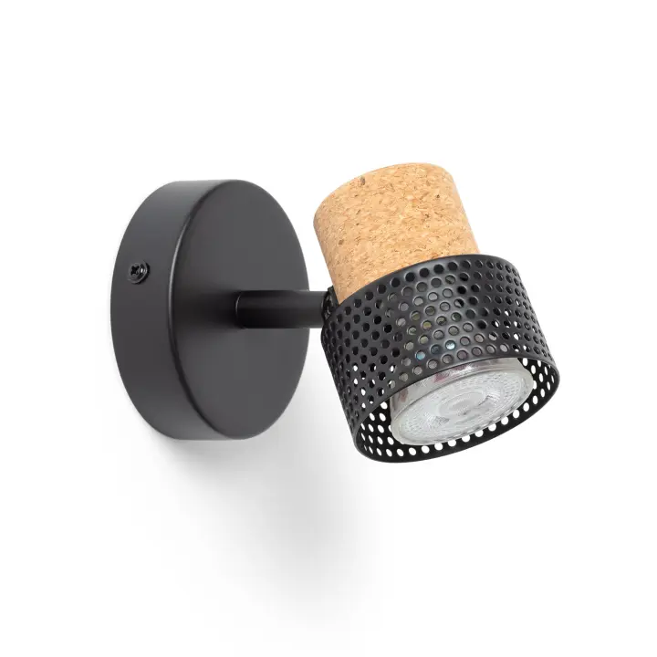 Ledkia Lámpara de Pared Metal y Corcho Liksy Negro - 1