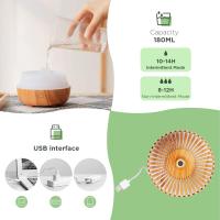 Difusor eléctrico de aceite esencial de 180ml USB, mini humidificador para el hogar, oficina, dormitorio, Apagado Automático/7 luces de colores/silencioso-Grano de madera claro - details 1