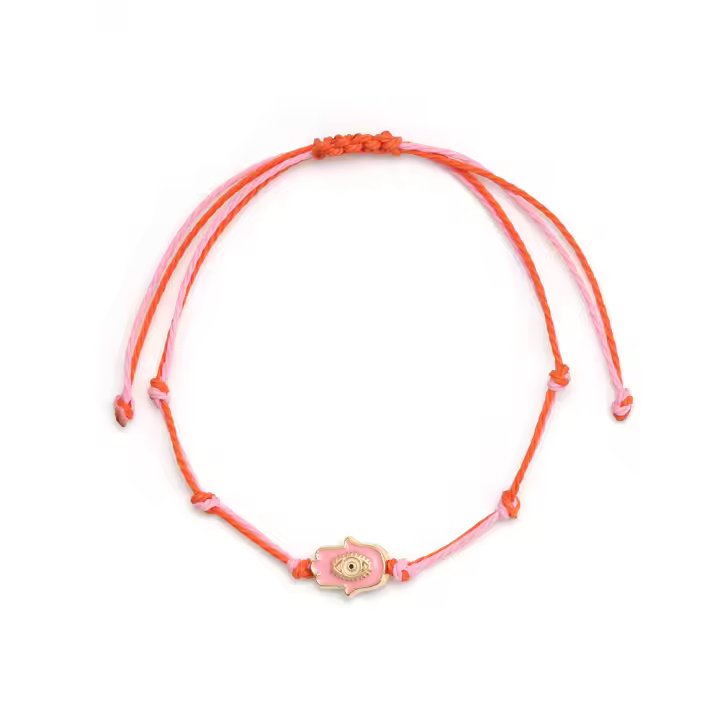 Pulsera De Encanto Ojo De Hamsa De Mano Turca Ajustable Para Hombres Y Mujeres Joyería De Moda Con Cadena Tejida Metálica Unisex - 1