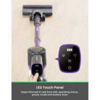 Escoba Aspiradora Sin Cable Mascotas Sofa Vactidy V8 Pro, 25kPa succión , Aspiradora de mano Inalambrica coche，sistema filtración ciclónica, depósito polvo 500ml, pantalla táctil LED, cabezal cepillo rotatable 180°, 35 minde autonomía limpia tapicerias - details 3