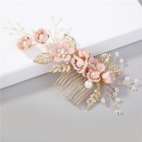Peine De Boda Lujo Azul Con Flores Y Hojas Doradas Accesorios De Cabello Para Mujer Joyería Para El Cabello Clásica Para Fiesta Y Novia - details 10