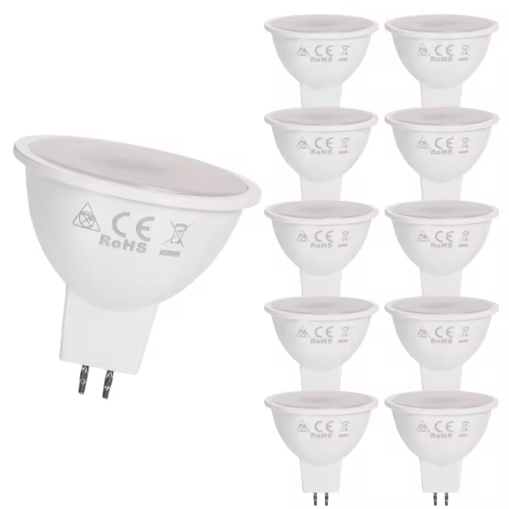 Aigostar GU5.3 MR16 Bombilla LED 6W=45W, luz cálida 3000K, 550 lúmenes, AC/DC 12V, ángulo de visión 100° - 10 unidades - 1