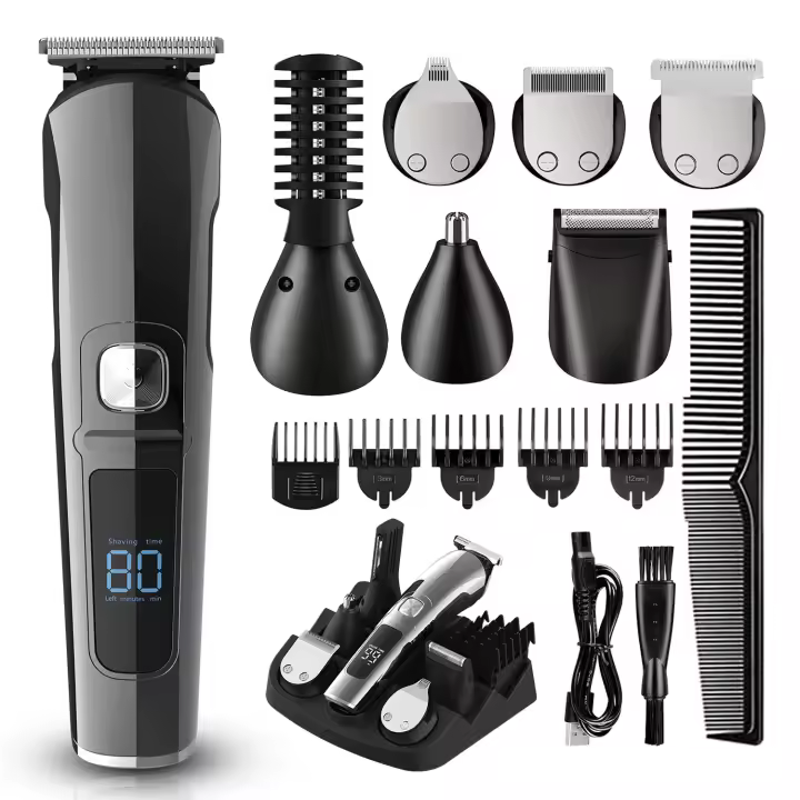 Juego de cortadora de cabello eléctrica, cortadora de cabello eléctrica, cortadora eléctrica multifuncional de cabello graso lavable para todo el cuerpo，Regalos para el día del padre。 - 1