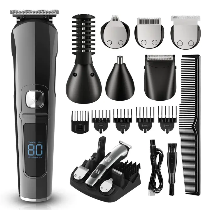 Juego de cortadora de cabello eléctrica, cortadora de cabello eléctrica, cortadora eléctrica multifuncional de cabello graso lavable para todo el cuerpo，Regalos para el día del padre。 - 1
