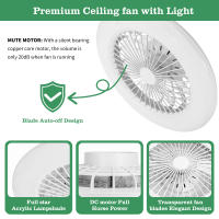 Aigostar ventilador de techo con luz silencioso, Ventilador con Luz Lámpara LED con temporizador, función de memoria, ajuste de brillo y temperatura de color, Motor DC (ahorro de energía), Blanco - details 1