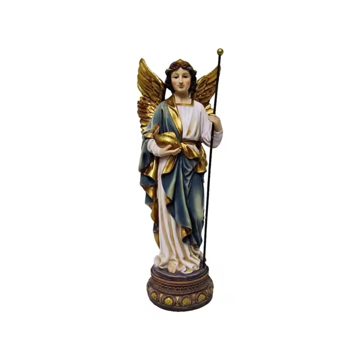 Arcángel San Rafael figura 60 cm. patrón de los peregrinos y sanitarios imagen resina color - 1