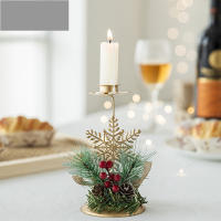 Nueva Decoración De Navidad Candelabro De Oro Hierro Para Ventana Adornos De Pino Para Árbol De Navidad Y Ambiente Con Soporte Para Velas - details 0