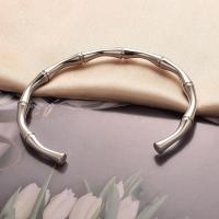 Pulsera Brazalete Mujer Cuff Bambú Chapado en Oro Acero Inoxidable Elástico Amplio Charms Retorcido Plata Pulsera Oro - details 6