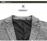 Chaqueta De Chequera Casual Para Hombre Estilo Coreano Slim Fit Traje Simple Elegante Abrigo Formal Con Cierre Único Material Poliéster Adecuado Para Todas Las Estaciones - details 13