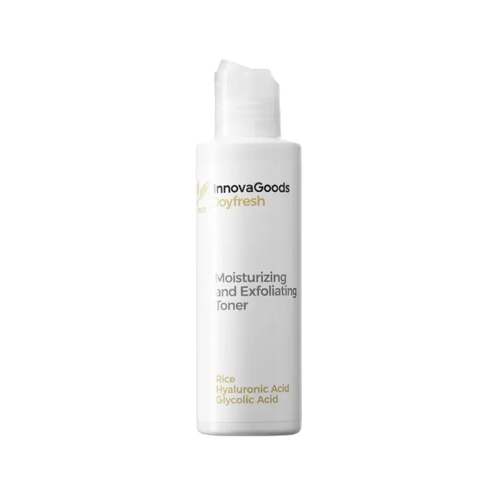 InnovaGoods® Tonico facial hidratante 150 ml, exfoliante facial con arroz, acido glicolico, ácido láctico & ácido salicílico, tonico facial hidrata y equilibra el PH de la piel. Para todo tipo de piel - 1