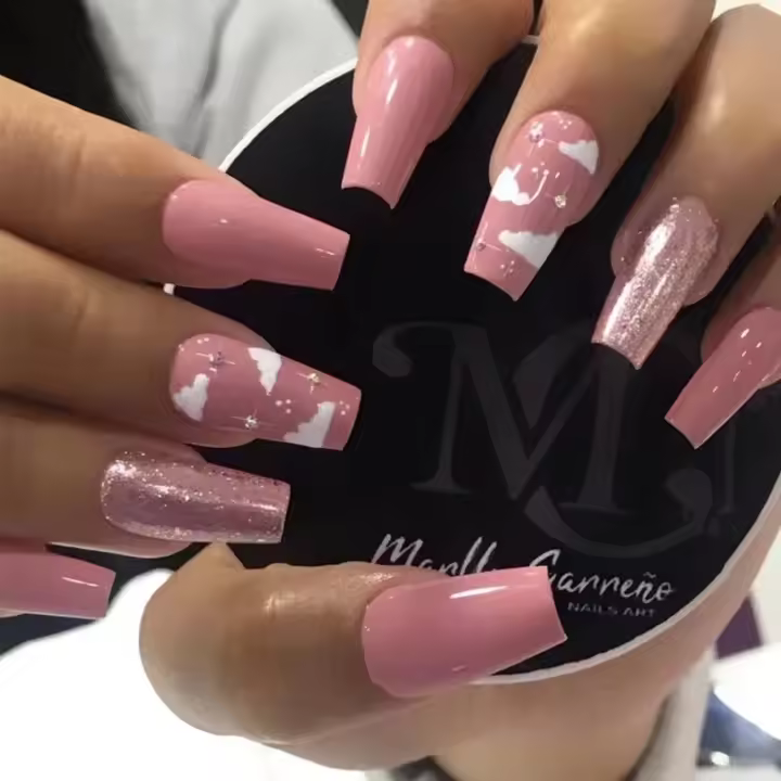 Set De Uñas Postizas Con Diamantes Franceses 24 Piezas Incluye 1 Pieza De Pegamento Gel Y 1 Archivo De Uñas Material Plástico - 1