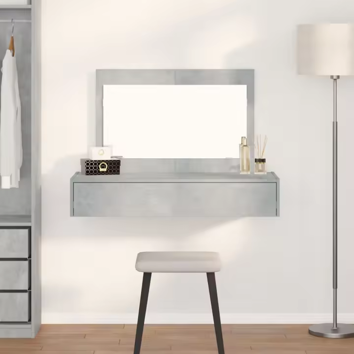 Mesa de Maquillaje Colgante vidaXL Gris Concreto 100x40x70 cm - 1