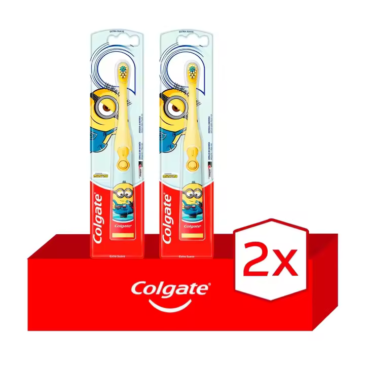 Pack 2 unidades. Cepillo de dientes de batería Colgate Minions para niños 3+ años, extra suave - 1