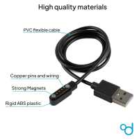 Ociodual Cable Usb Cargador para Reloj Inteligente Modelo Universal 4 Pines 7,8 mm Base Magnética-Varios modelos smartwatches.Negro - details 2