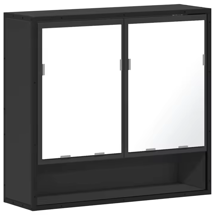 Armario de baño con Espejo Madera Ingeniería Negro 65x20x60 cm - 1