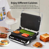BioloMix Parrilla Eléctrica Rock'n Grill BCG02D 2000W, Placas Desmontables y Aptas para Lavavajillas/Reversibles y Antiadherentes, Sin Humo, Pantalla LCD y Control Digital, Apertura 180º, Placa Superior Flotante - details 5