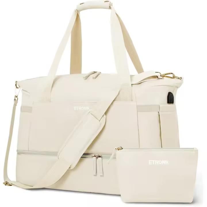Bolsa de Gimnasio para Mujer, Bolsa de viaje Deportiva con Puerto de carga USB, Bolsa de fin de Semana para pasar la noche para Mujer con Bolso para artículos húmedy y para Zapatos compartimention - 1