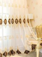 Cortina De Tules Bordadas Elegantes Con Flores Para Sala De Estar Y Dormitorio Voile Transparente Lujo Cortina De Encaje Para Ventanas Francesas - details 11