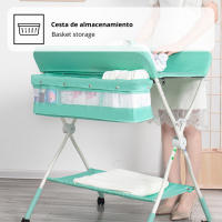 LUTODY - Cambiador de bebé con ruedas, altura ajustable, sistema de freno y cesta de almacenamiento auxiliar - resistente, acolchado e impermeable - details 3