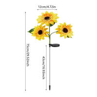 3/1-Head Artificial Girasol Solar Con Luz LED Para Jardín Instalación Por Montaje No Incluye Bombillas Decoración Para Villa Courtyard Halloween Navidad Y Año Nuevo - details 1