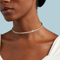 Collar De Tenis Oval Dainty Con Cristal CZ Dorado Para Mujer Joyería De Moda Para Boda Collar Geométrico De Cadenilla - details 8