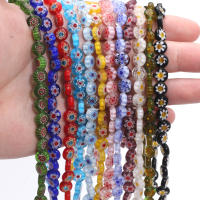48pcs Bolas De Vidrio Planas Y Redondas De 8mm Multicolor Murano Para Fabricación De Joyas Pulseras DIY Accesorios - details 0