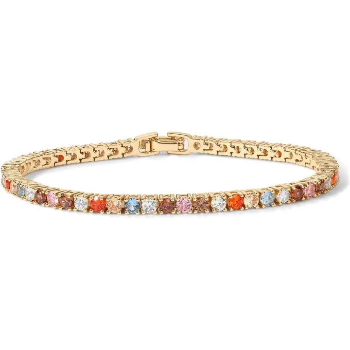 Tenis pulsera | Boho Cubic Zirconia pulsera para las mujeres | Tamaño 6,5-7,5 pulgadas Gold Amarillo 6,5 pulgadas - 1