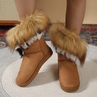 Botas De Invierno Para Mujer 2023 Nuevas Bota Corta De Algodón Con Forro De Poliéster Grueso Y Fleece Antideslizante Botas De Nieve Cálidas Y Planas - details 1