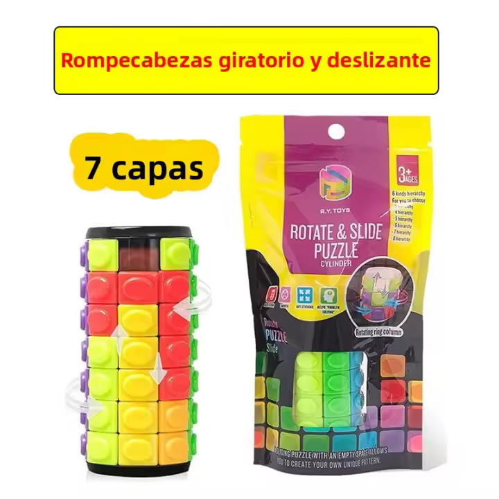 Cubo Mágico 3D Puzzle Cilindro Rotativo Juguete Antiestrés Desafío Mental Juego De Mano Colorido Sensor De Deslizamiento - 1