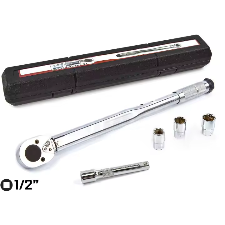 JOMAFA - LLAVE DINAMOMETRICA 1/2" 13.6-203.5 Nm con alargador y vasos 17, 19 y 21 mm. Con certificado de calibracion - 1