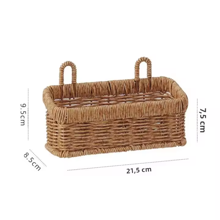 Cesta De Almacenamiento Para Jengibre Y Ajo Montada En La Pared Cesta Colgante De Plástico Tejida Para Cocina Cesta De Rattan Ecológica - 1