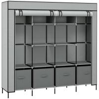 HOMCOM Armario de Tela, Armario Ropero Portátil con 2 Barras para Colgar, 10 Compartimentos, Cremallera, Marco de Acero, para Dormitorio, Espacio Pequeño, 166x42,5x169,5 cm, Gris Oscuro - details 0