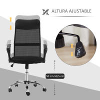 HOMCOM Silla de Oficina Giratoria Ergonómica Sillón de Escritorio de Malla con Ruedas de PVC Respaldo Alto Carga 120kg Negro - details 3