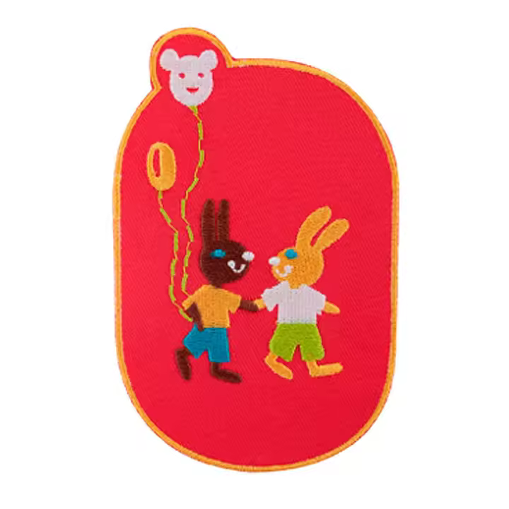 Parches Ropa – Parches Bordados Ropa – Animales – Conejos – Amistad – Amig@s – Rojo – Reparador – Codera – 7,5 x 11,2 cm. – Moda The Happy Patch - 1