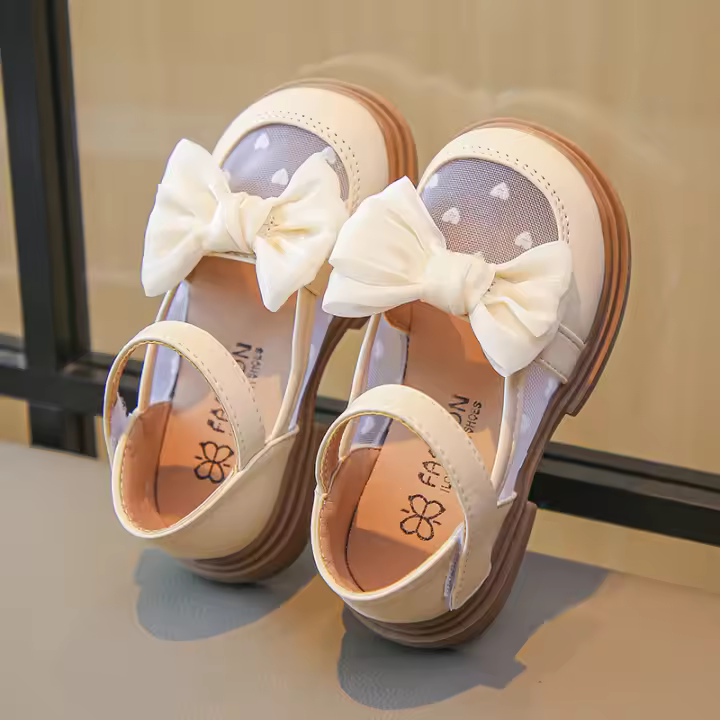Sandalias De Verano Para Niñas Con Cordones Y Punta Redonda Transpirable Cómodas De Color Sólido Casual Ligeros Para Caminar - 1